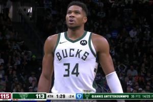 要命了!字母哥两罚不中 申京回头又迎着他抛投